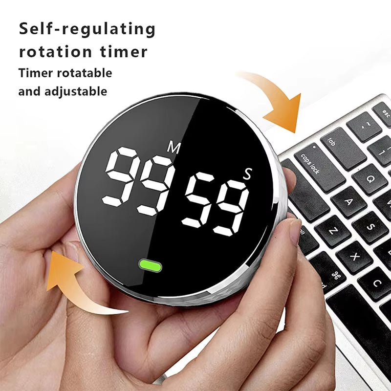 Magnetic Stopwatch LED Digital Display Timer Kitchen Study Countdown Silent Timer Self Regulated Rotary Cooking Electronic Clock