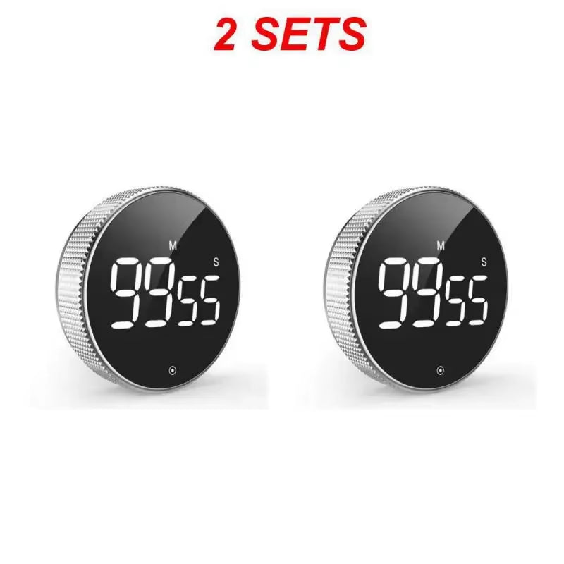 Magnetic Stopwatch LED Digital Display Timer Kitchen Study Countdown Silent Timer Self Regulated Rotary Cooking Electronic Clock