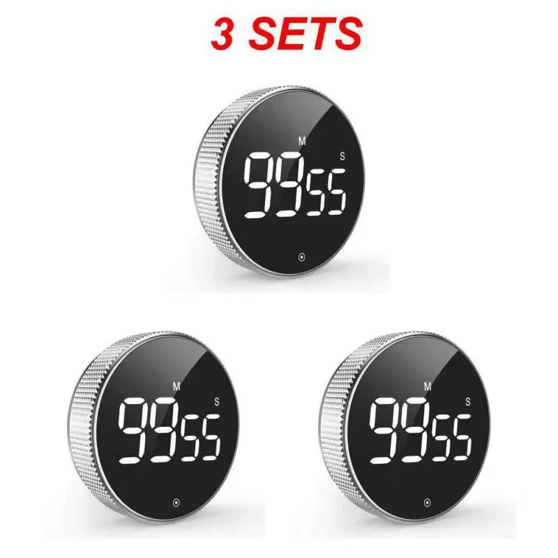 Magnetic Stopwatch LED Digital Display Timer Kitchen Study Countdown Silent Timer Self Regulated Rotary Cooking Electronic Clock